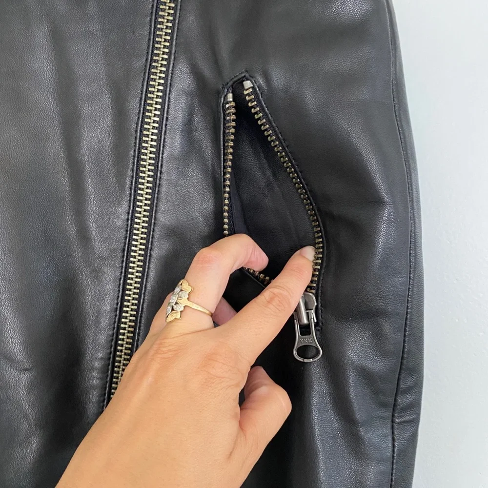 Mason Leather Black Pencil Skirt Zippers size 0 - Picture 9 of 14
